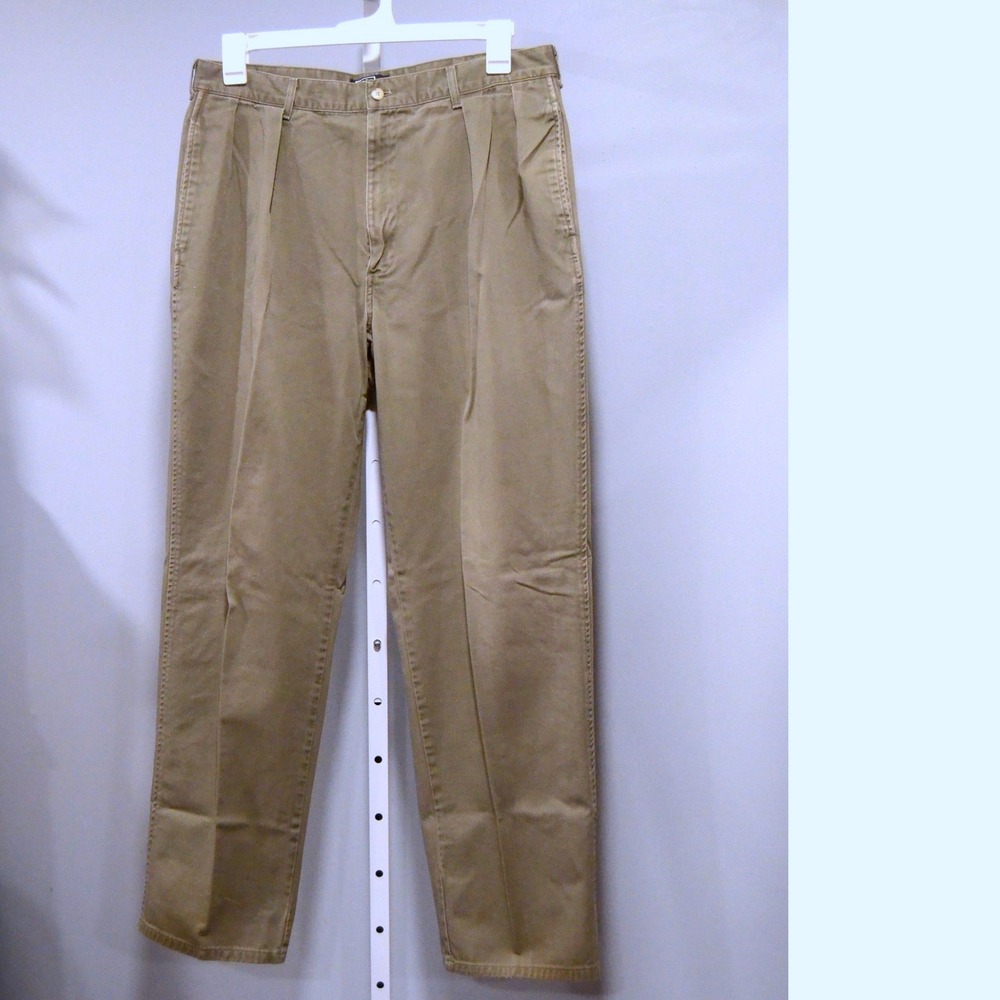 Vintage Ralph Lauren Polo Chinos Olive Drab Tagged 36x32 Front Pleat Relaxed Fit